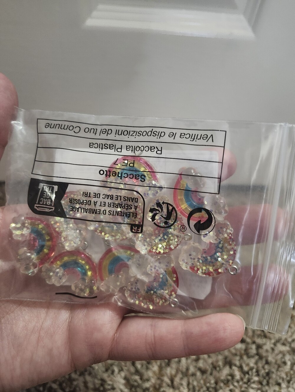 Rainbow Glitter Charm for Kids Accessories - Multicolor
